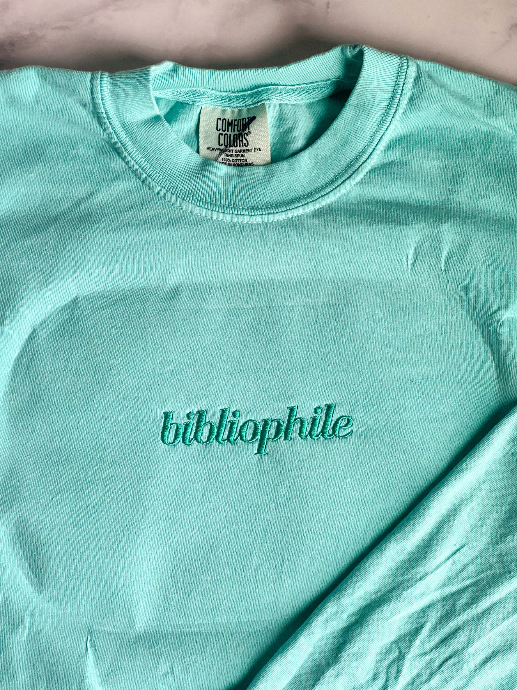 Bibliophile Embroidered T-Shirt (Script Edition)