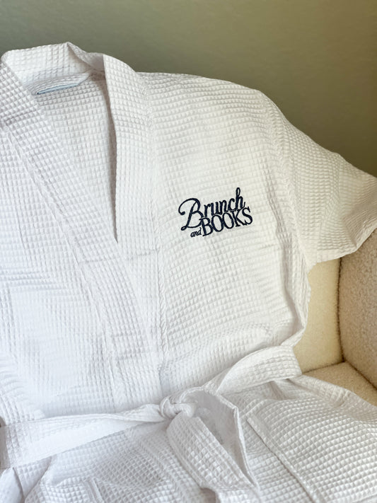 Brunch and Books Embroidered Waffle Robe