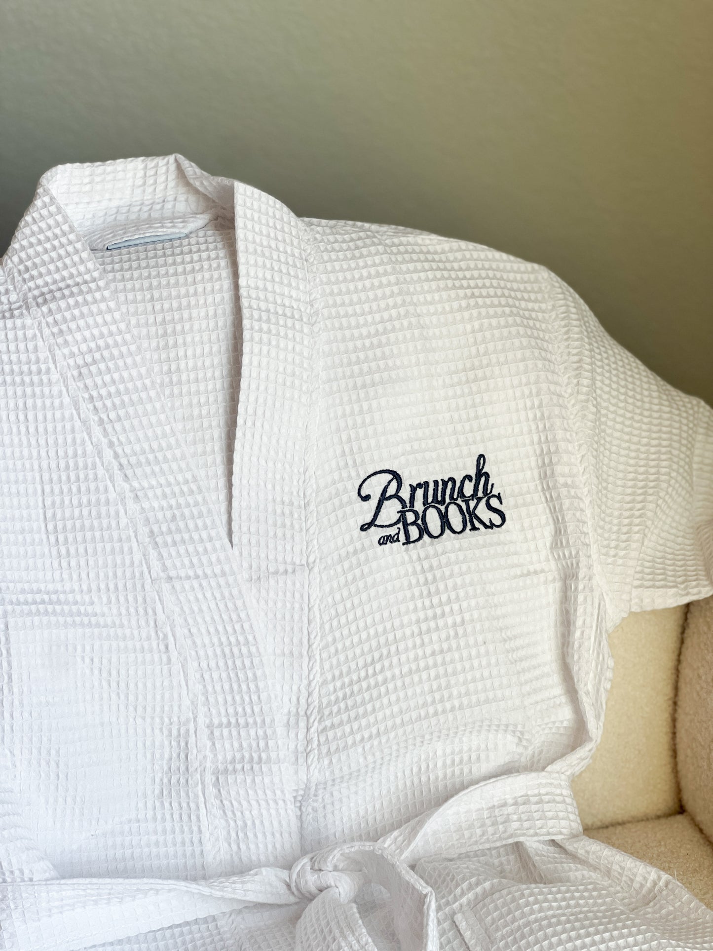 Brunch and Books Embroidered Waffle Robe