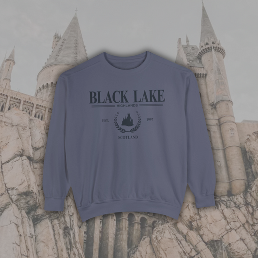 Black Lake Travel Embroidered Crewneck