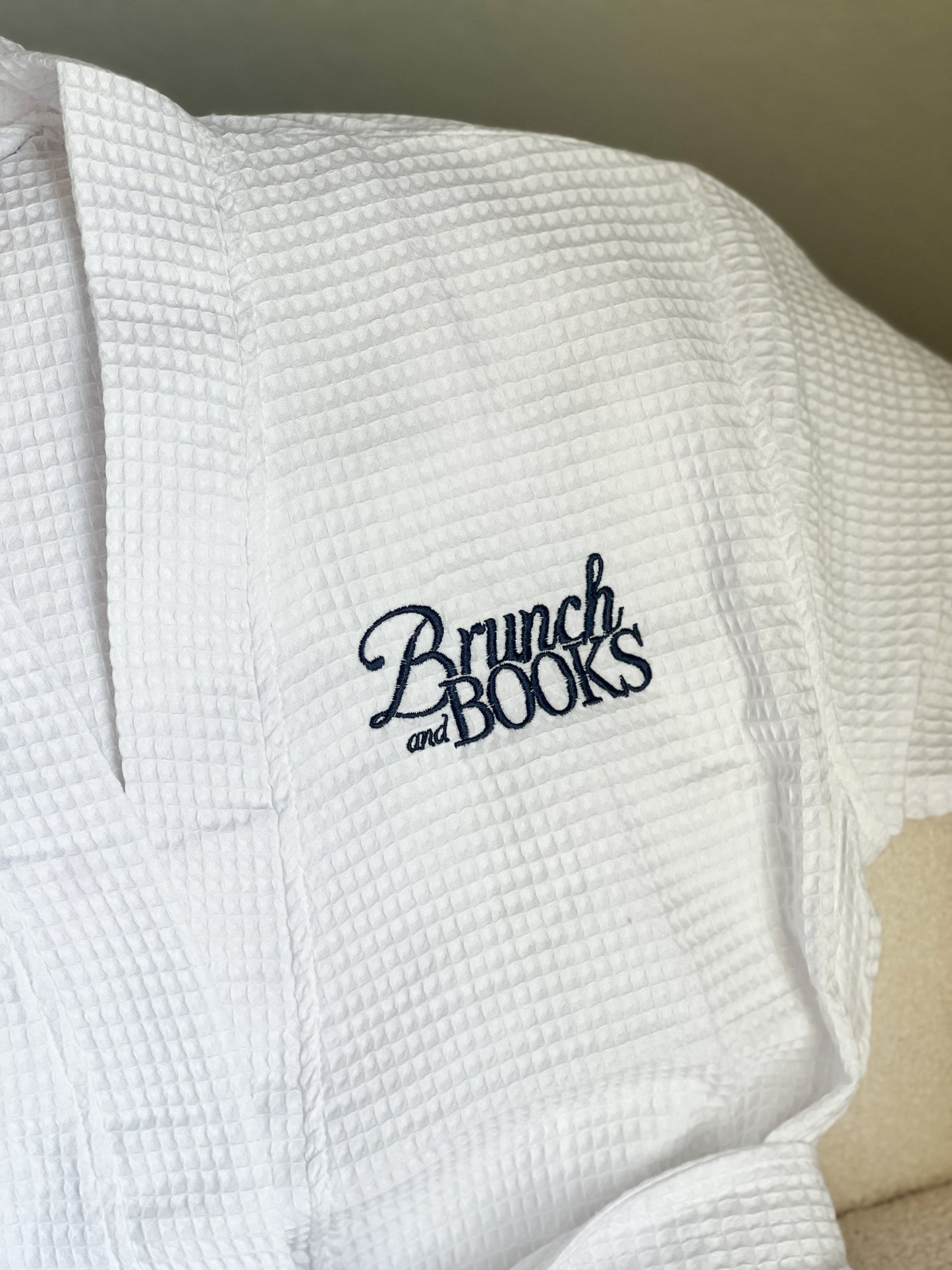 Brunch and Books Embroidered Waffle Robe