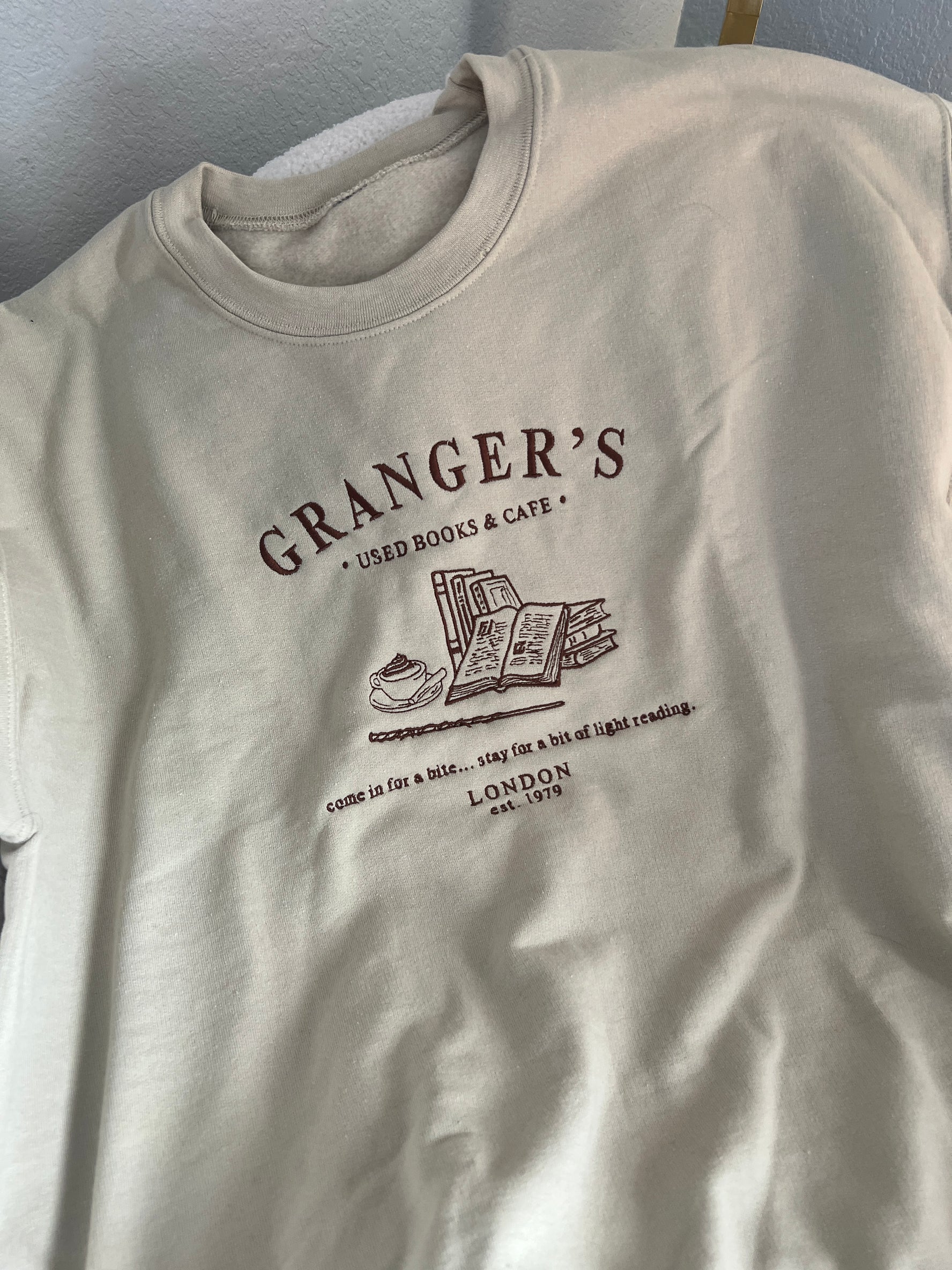 Used Books and Cafe Embroidered Crewneck