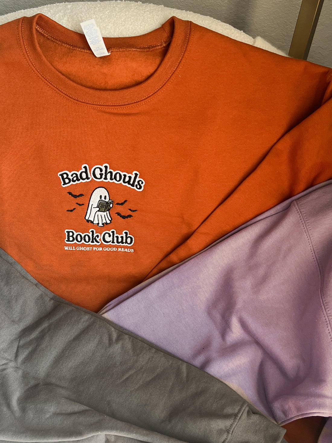 Bad Ghouls Book Club Embroidered Crewneck