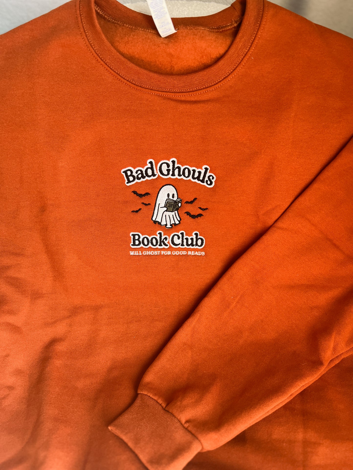 Bad Ghouls Book Club Embroidered Crewneck