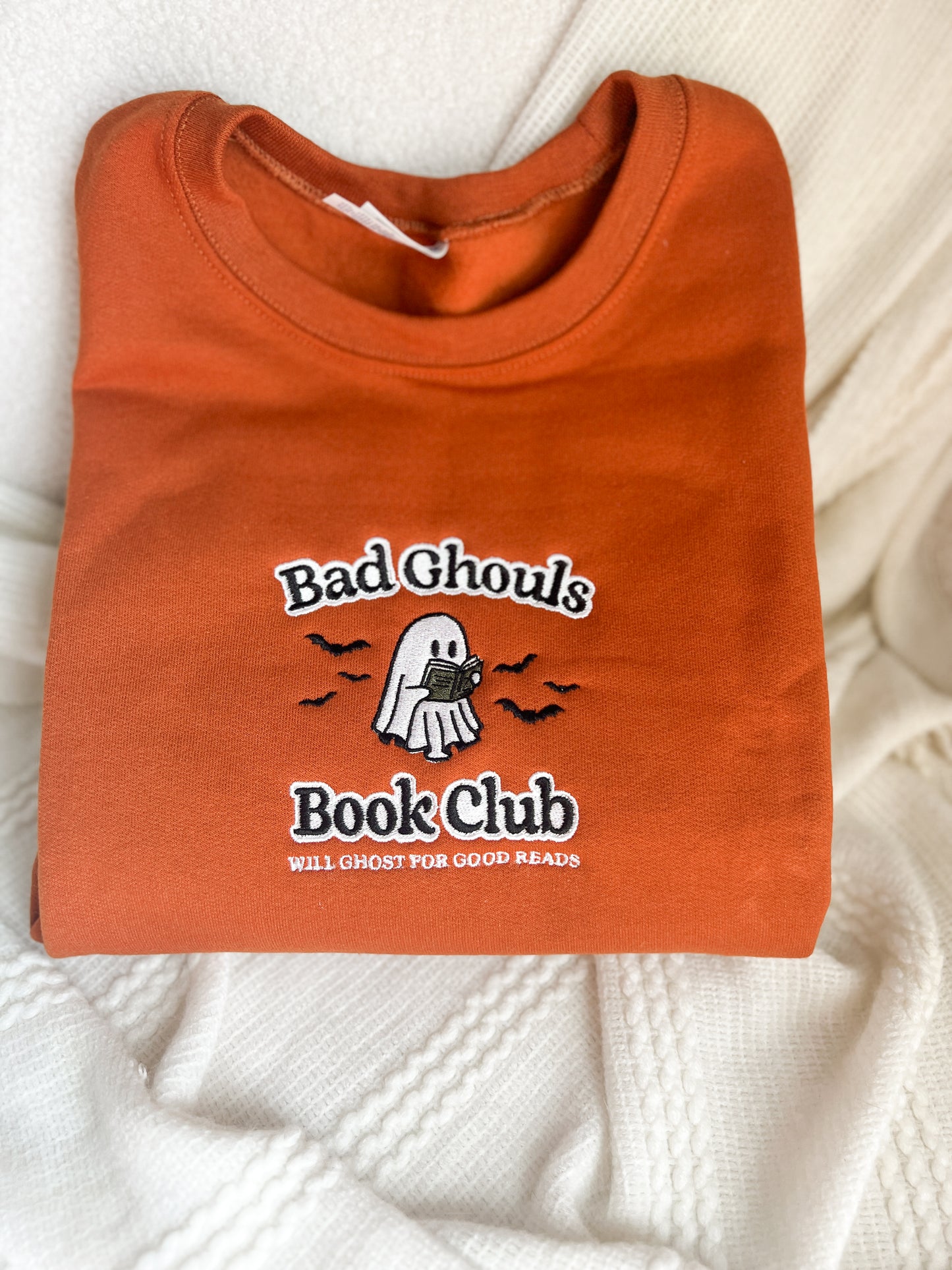 Bad Ghouls Book Club Embroidered Crewneck