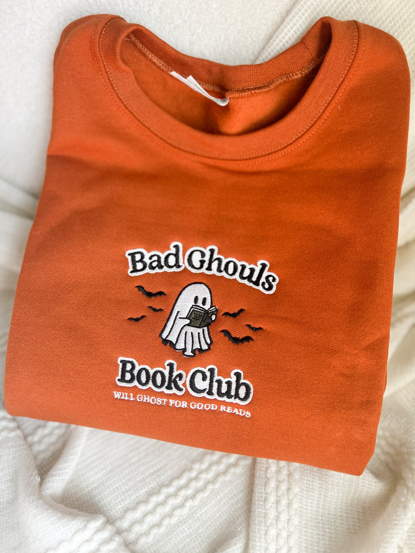 Bad Ghouls Book Club Embroidered Crewneck