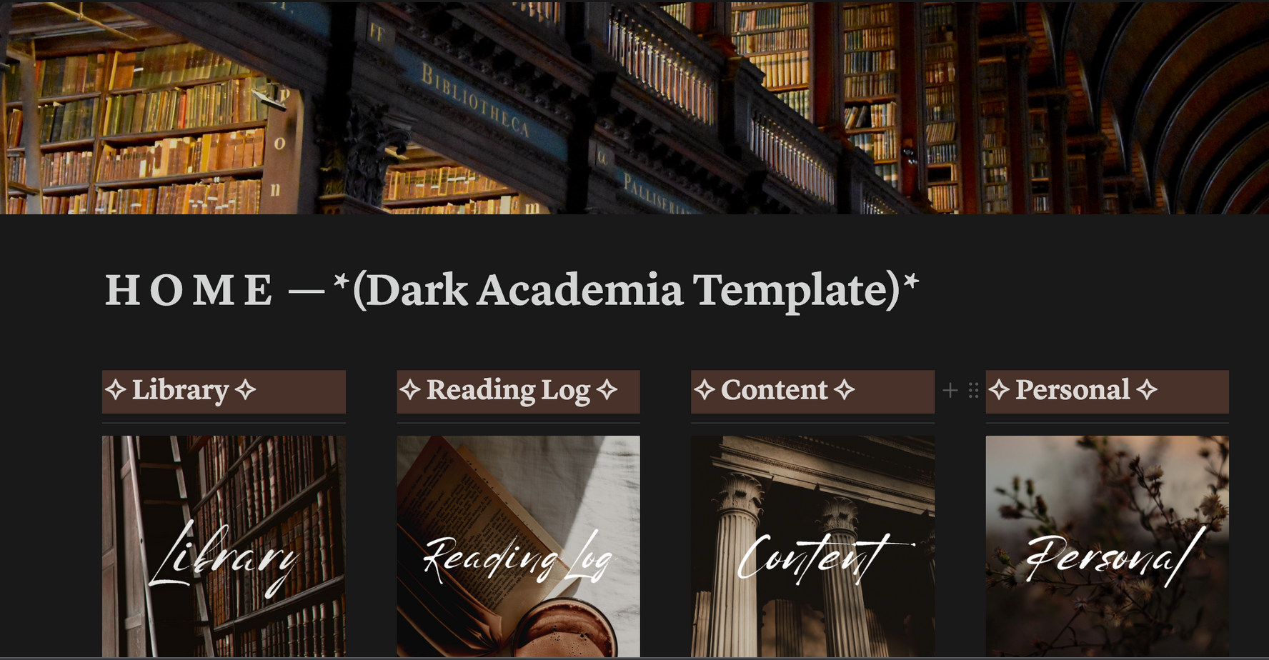Dark Academia Bookish Notion Template